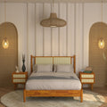 47" Queen Platform Bed Frame with Rattan Headboard G73008