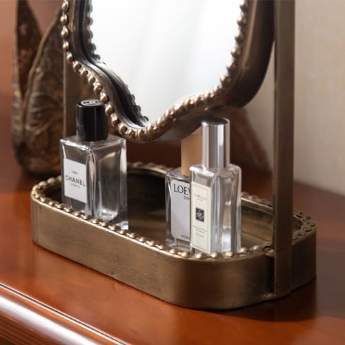 Vintage Metal Tabletop Mirror with Tray E1654