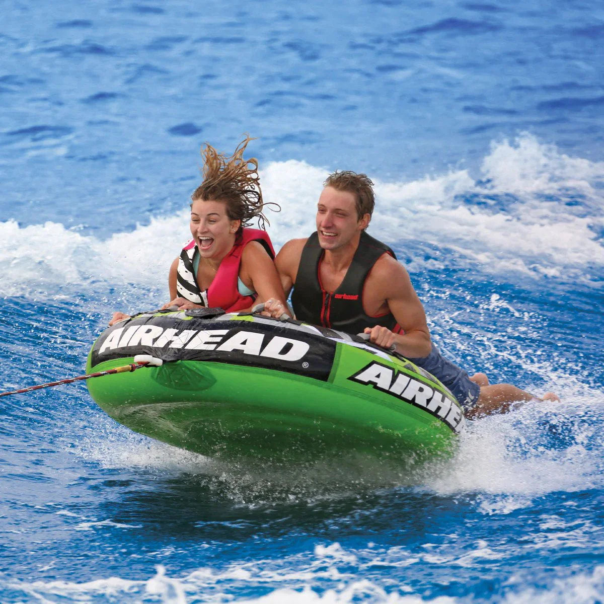 2-Person Towable Boat Tube Float Heavy-Duty Nylon Green Camo U8411