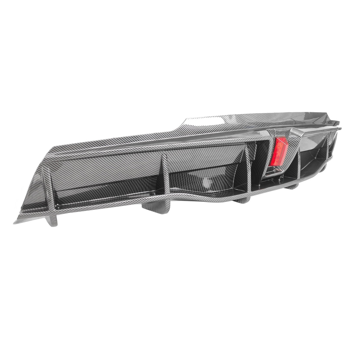 Rear Diffuser Lip for Tesla Model Y Sport 4-Door Carbon Fiber Print PP Rear Lower Bumper Protector Lip With LED Lamp M607