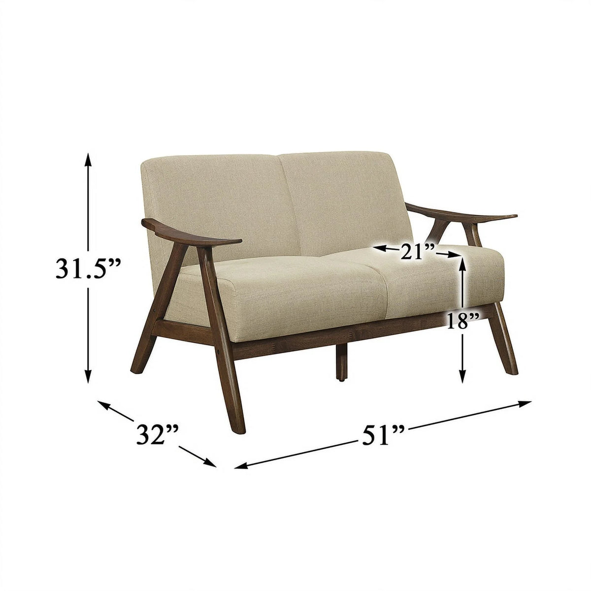Textured Fabric 2-Piece Upholstered Sofa Set in Light Brown S12643