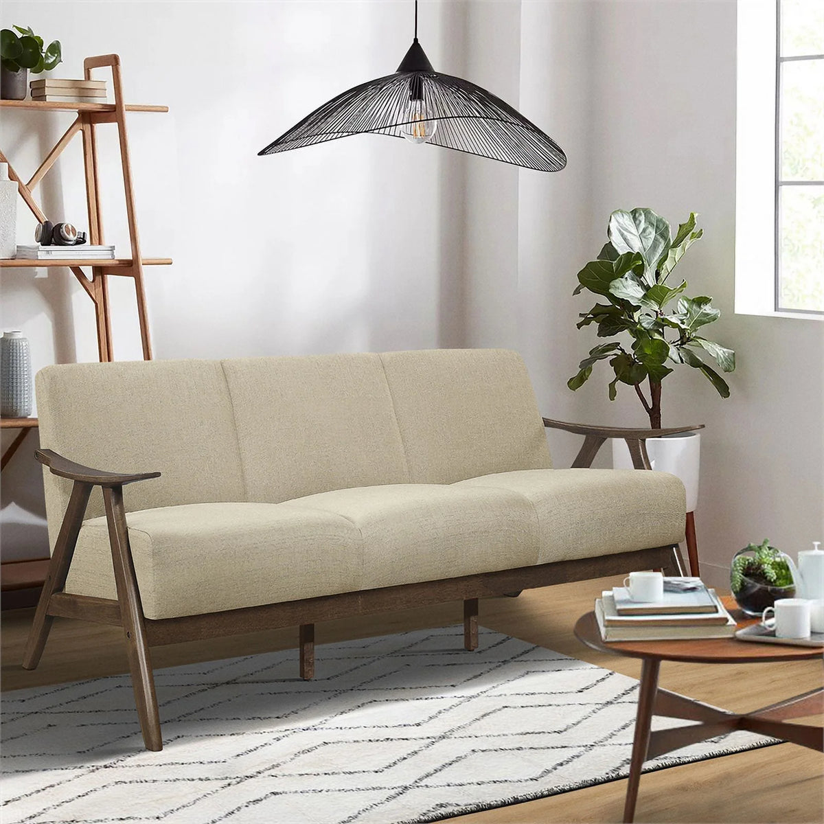 Textured Fabric 2-Piece Upholstered Sofa Set in Light Brown S12643