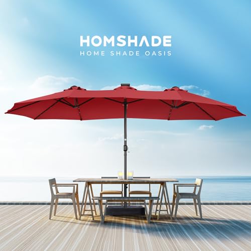 15ft Solar Lights LED Lighted Outdoor Extra Large Market Table Umbrella K2843