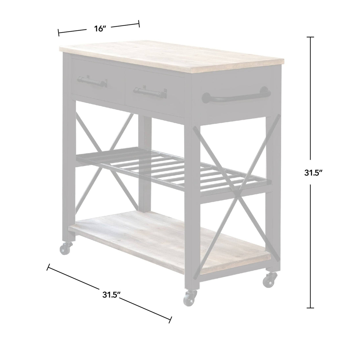 Black Farmhouse Kitchen Cart P9862