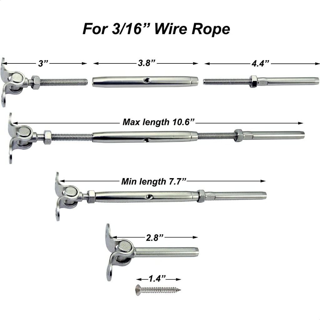 10 Pairs Stainless Steel Cable Railing Hardware Kit X664