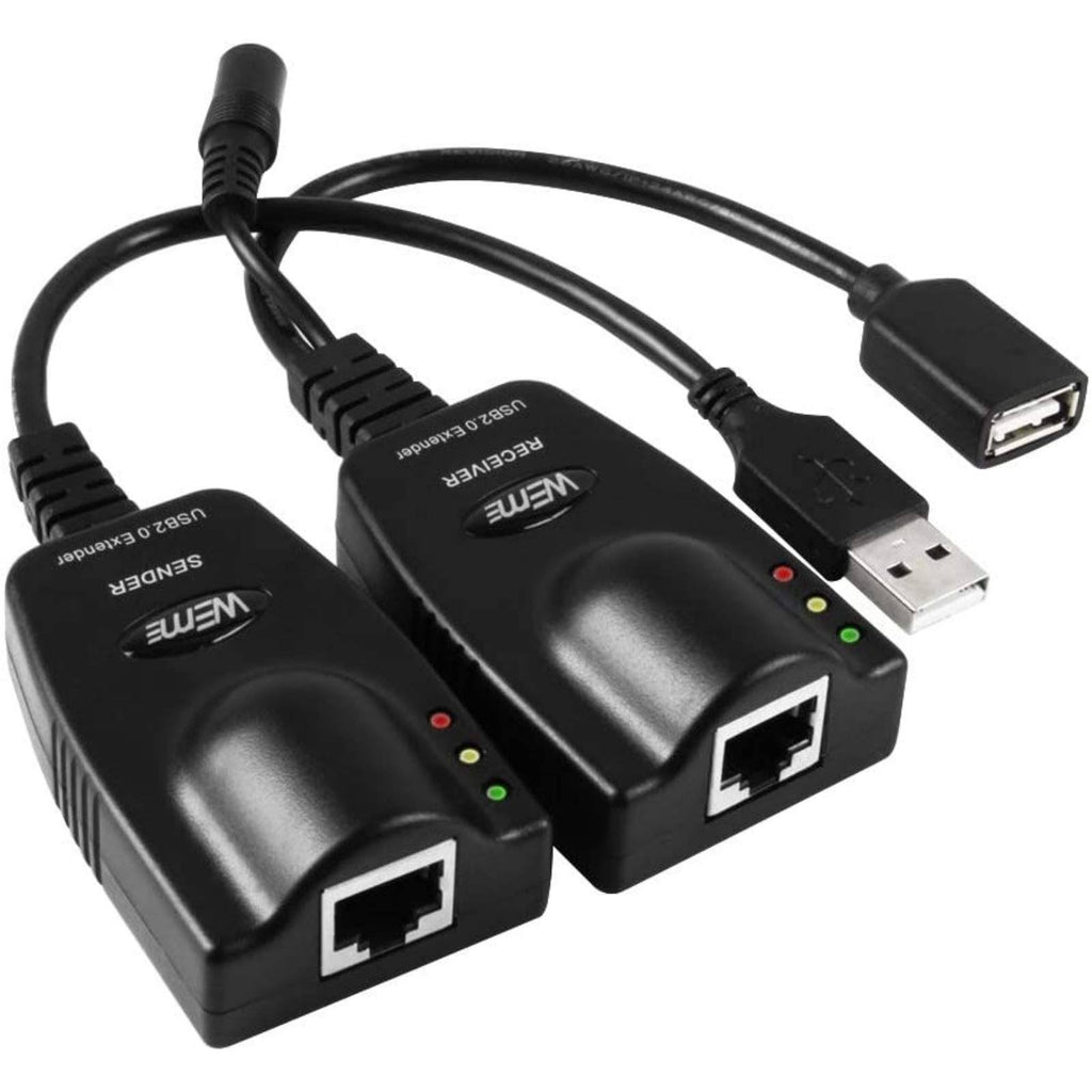 USB 2.0 Extender to RJ45 Over Cat5/5E/6 Connection Up to 100 Meter/328 ft Ethernet Extension Cable Type A Male to A Female W308