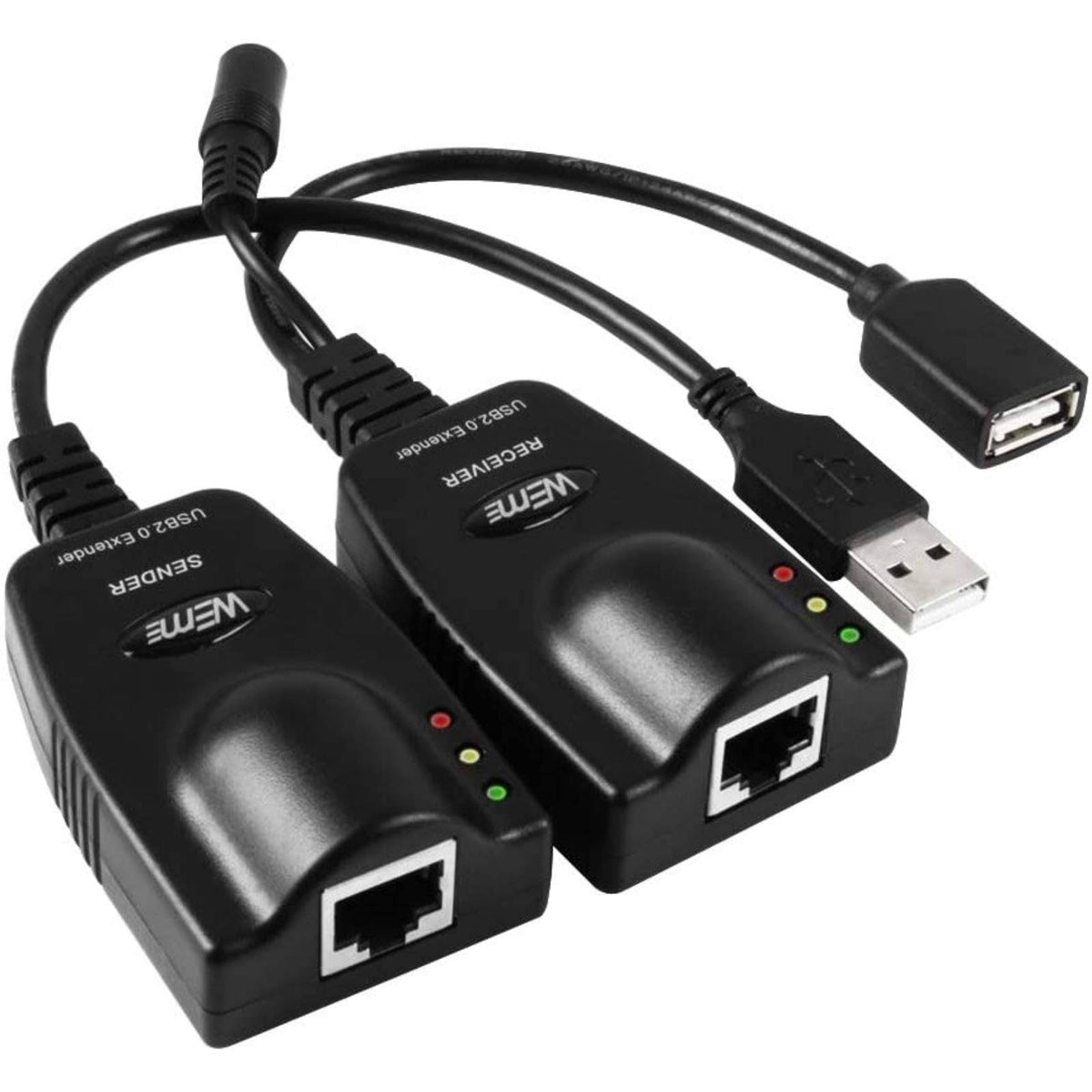 USB 2.0 Extender to RJ45 Over Cat5/5E/6 Connection Up to 100 Meter/328 ft Ethernet Extension Cable Type A Male to A Female W308