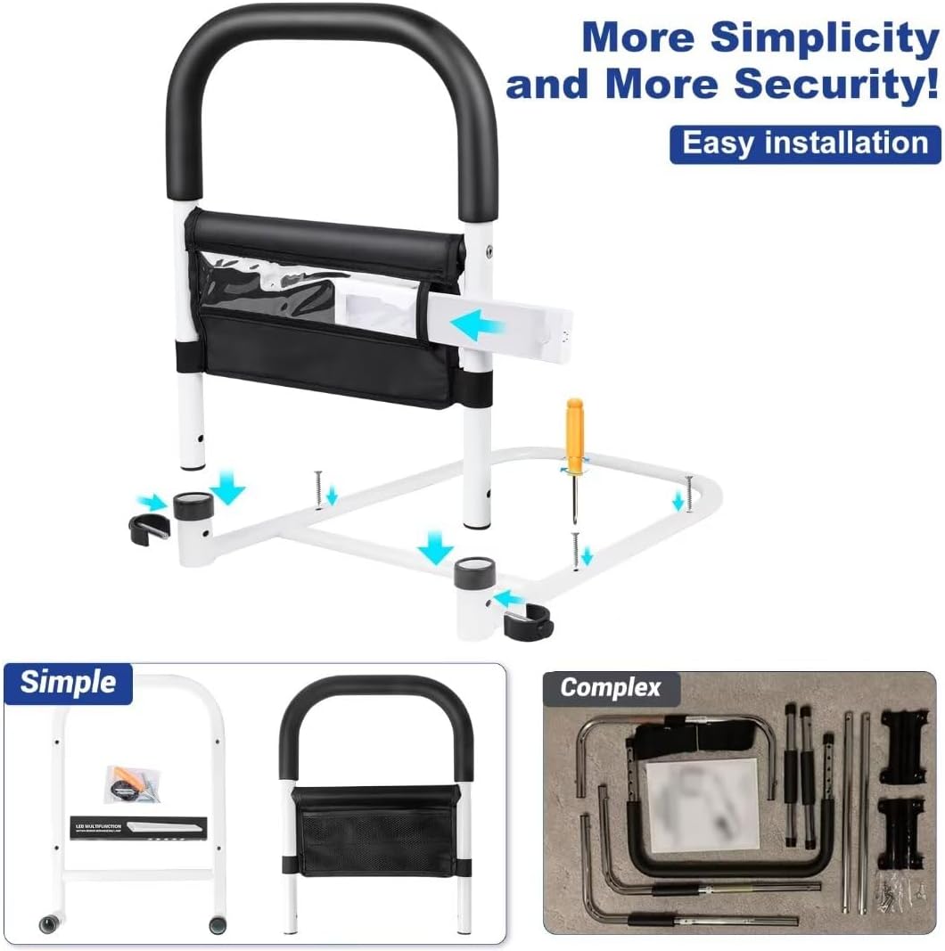 Bed Rail with Motion Light, Non-Slip Handle, Storage Pocket M217259