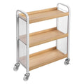 White and Brown 3 Tier Wood and Metal Kitchen Cart with Casters I6821