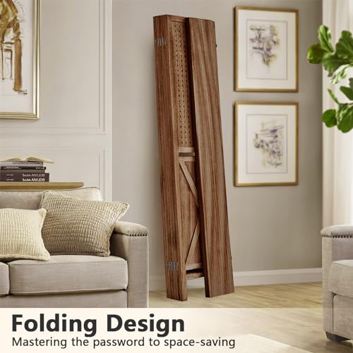 Brown Wooden Pegboard Room Divider with 16 Hooks U920382