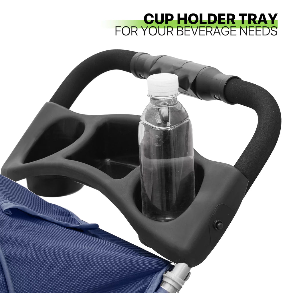 Foldable Pet Stroller with Wheels, Storage Basket and Cup Holder, Navy Blue S7069