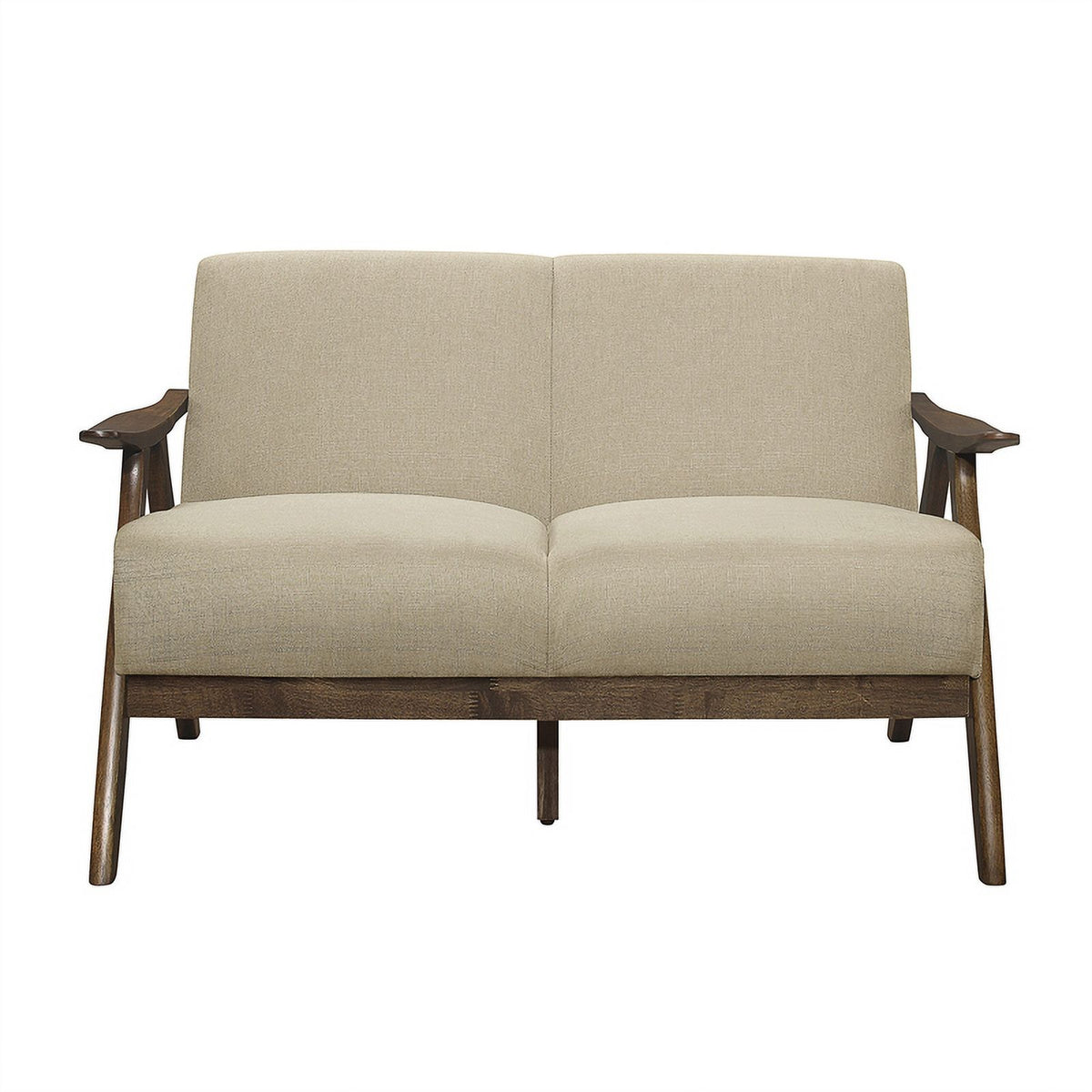 Textured Fabric 2-Piece Upholstered Sofa Set in Light Brown S12643
