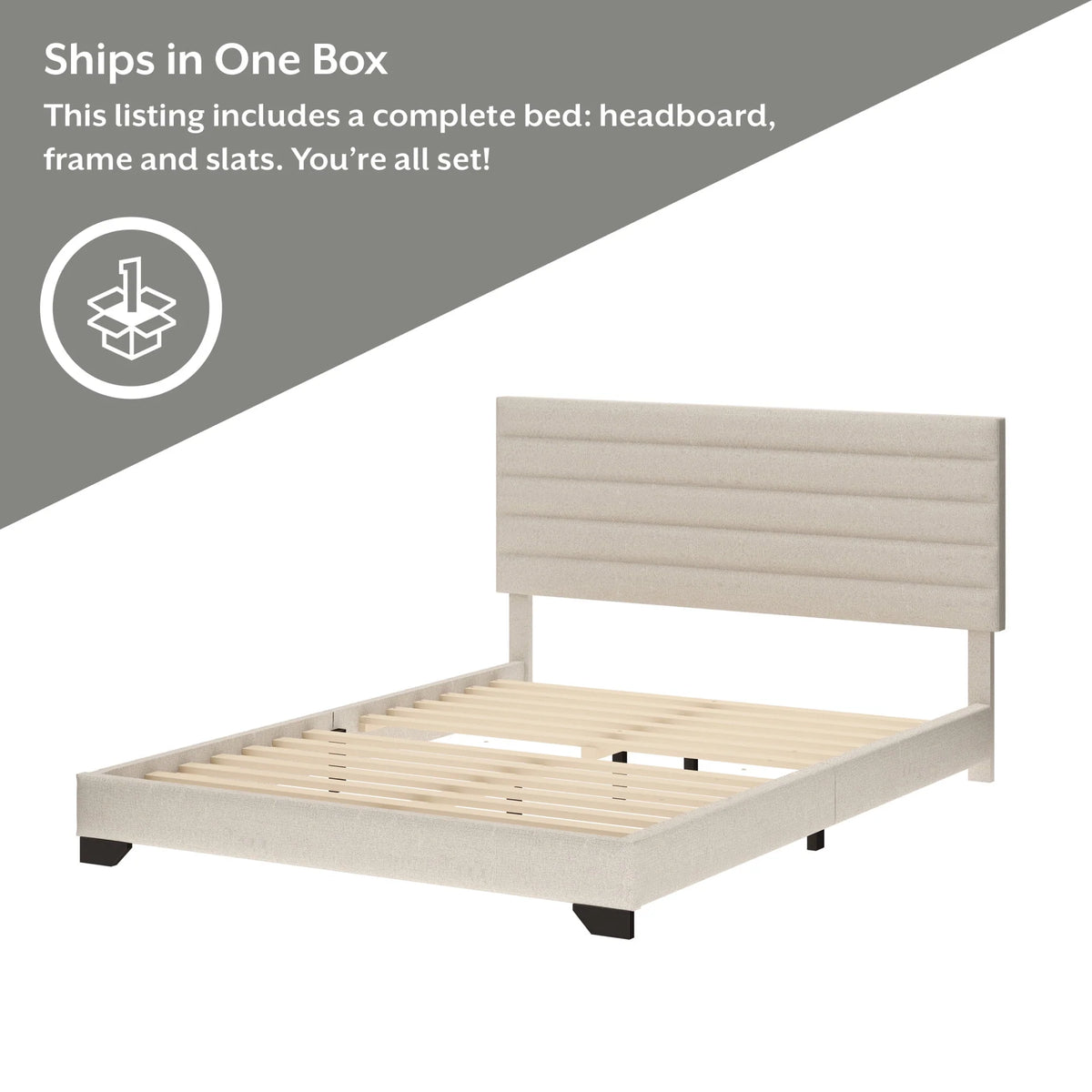 Charcoal Upholstered Queen Platform Bed T6453
