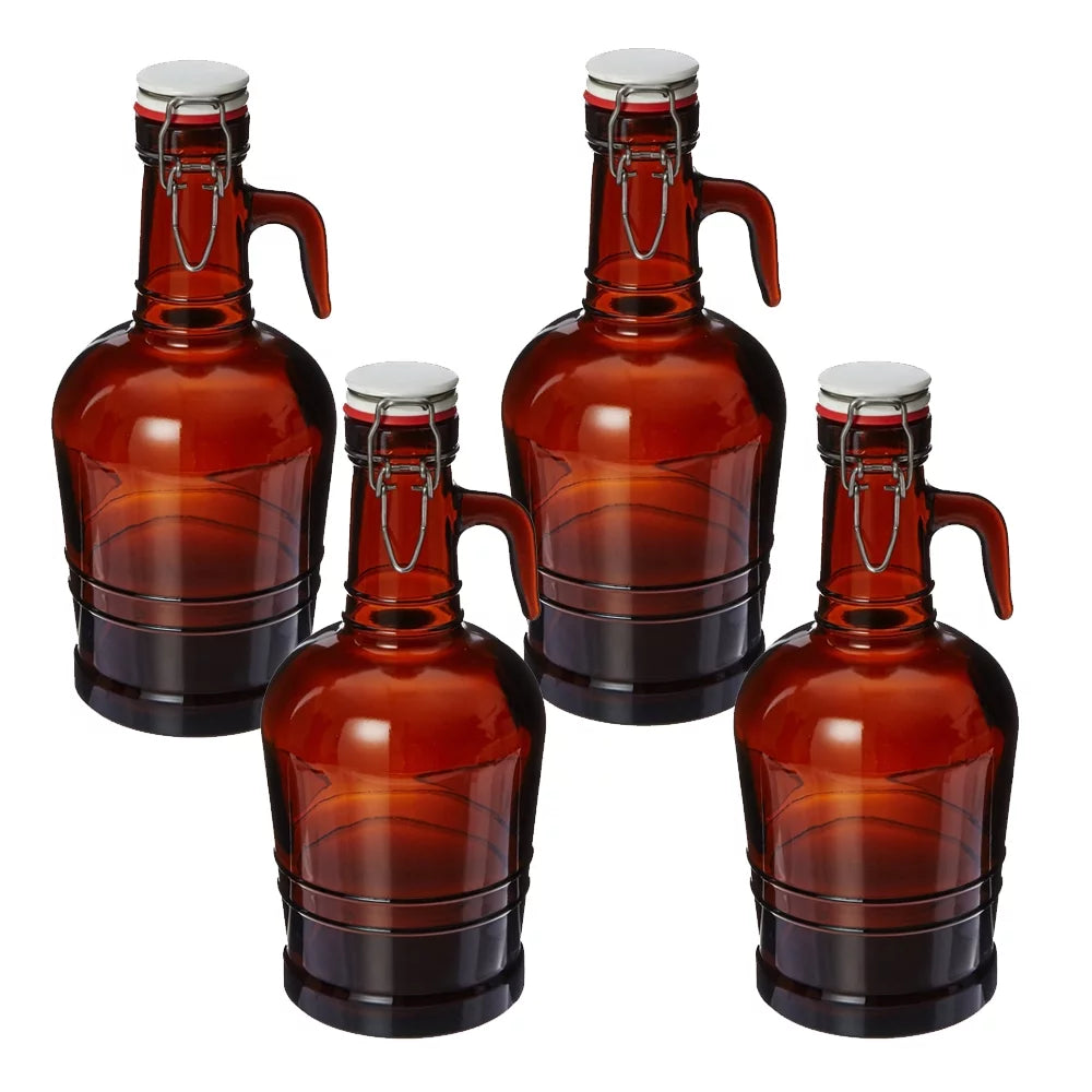 2 Liter Amber Glass Growler Set of 4 D57343
