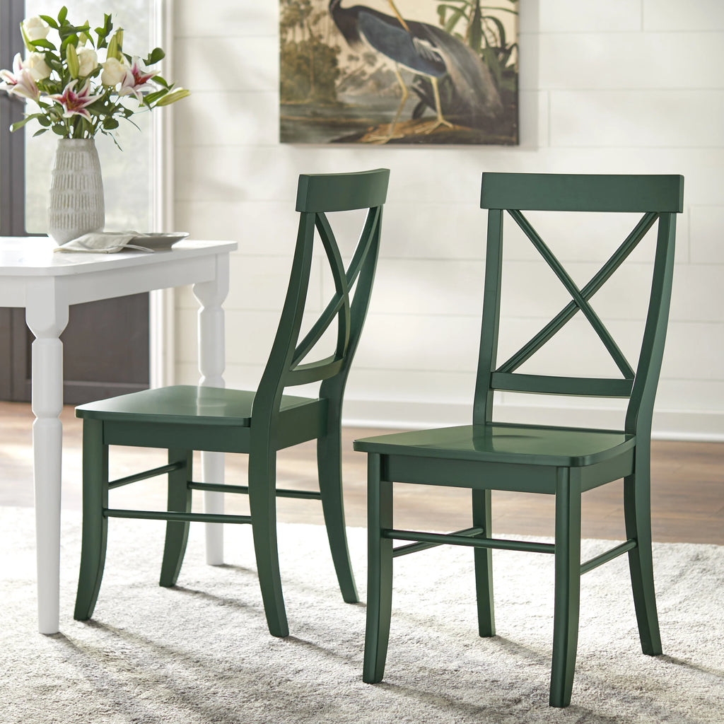 Set of 2 Dark Green Dining Chair L87910