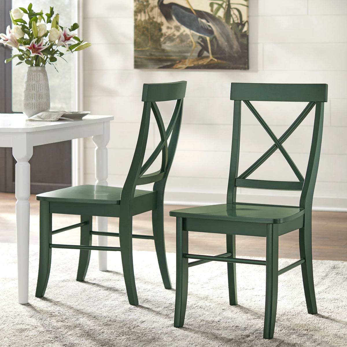 Set of 2 Dark Green Dining Chair L87910