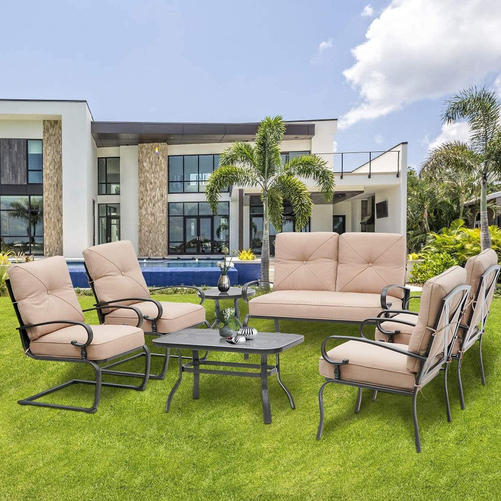 7-Piece Brown Metal Patio Conversation Set Y30417