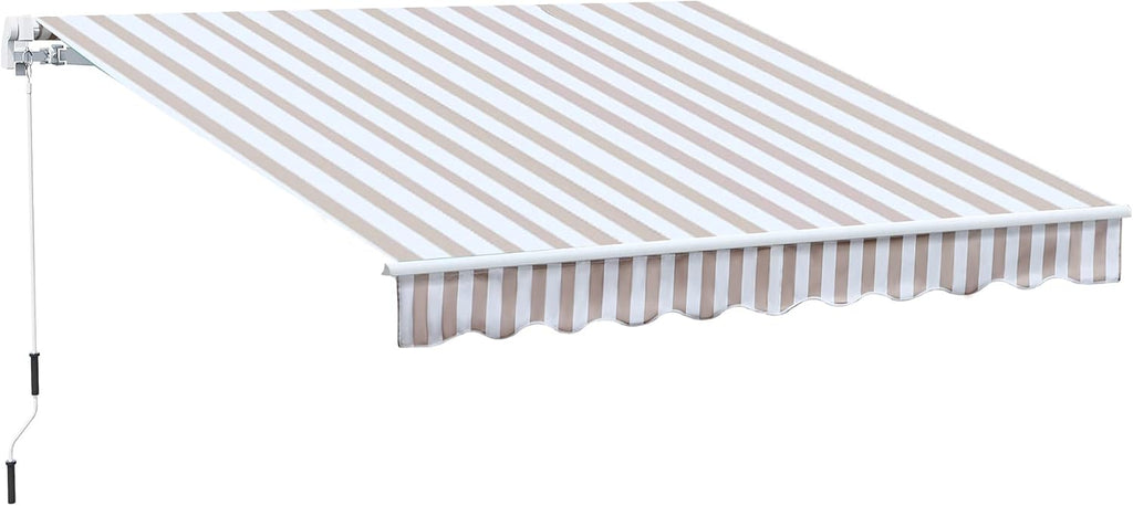 10' x 8' Manual Retractable Awning with UV Protection, Green Y3372