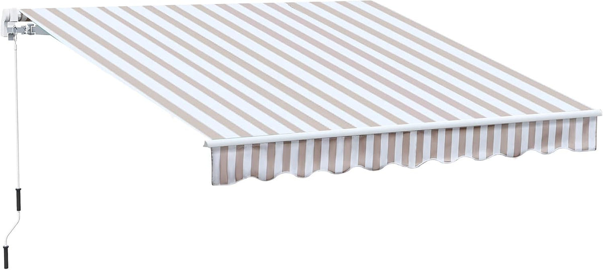 10' x 8' Manual Retractable Awning with UV Protection, Green Y3372