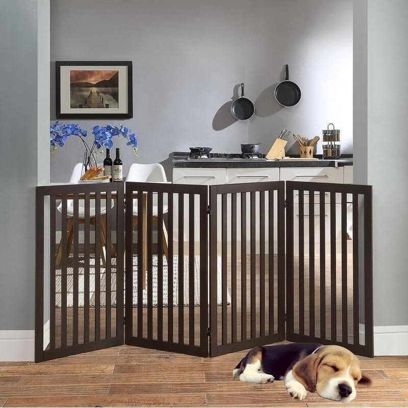 Freestanding Wooden Pet Gate 4 Panels C45556