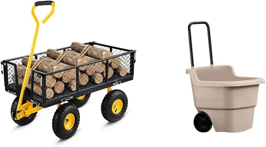 900 lb Steel Garden Cart Bundle with 15.5 Gallon Resin Cart I5307