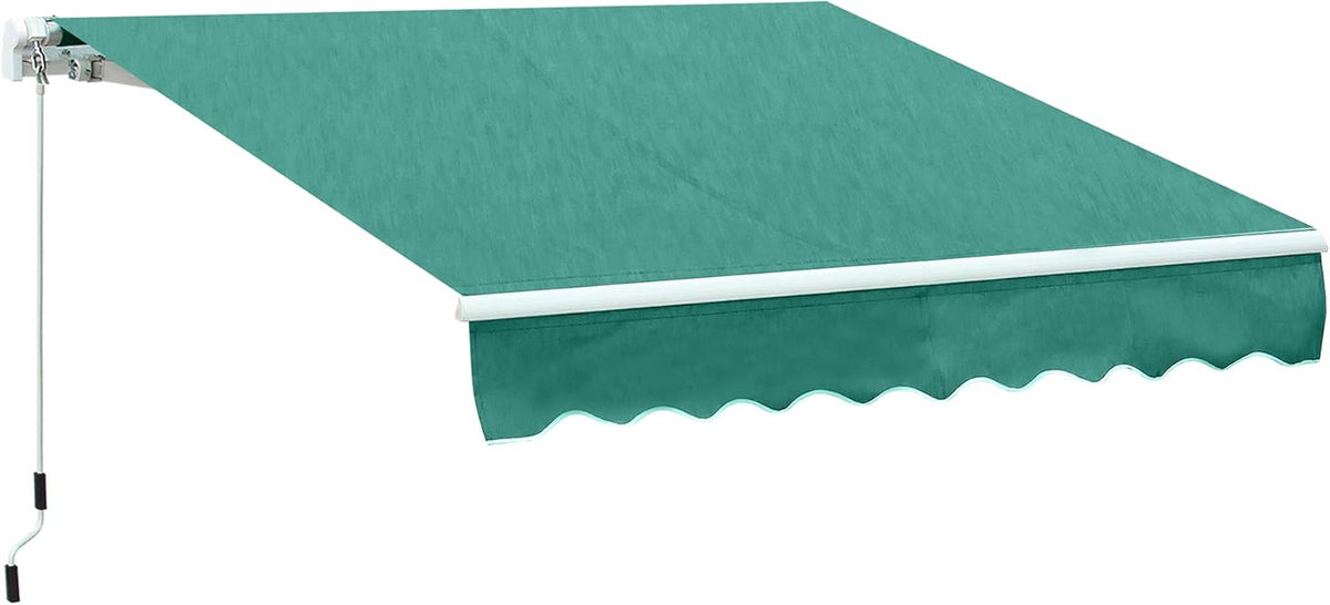 10' x 8' Manual Retractable Awning with UV Protection, Green Y3372