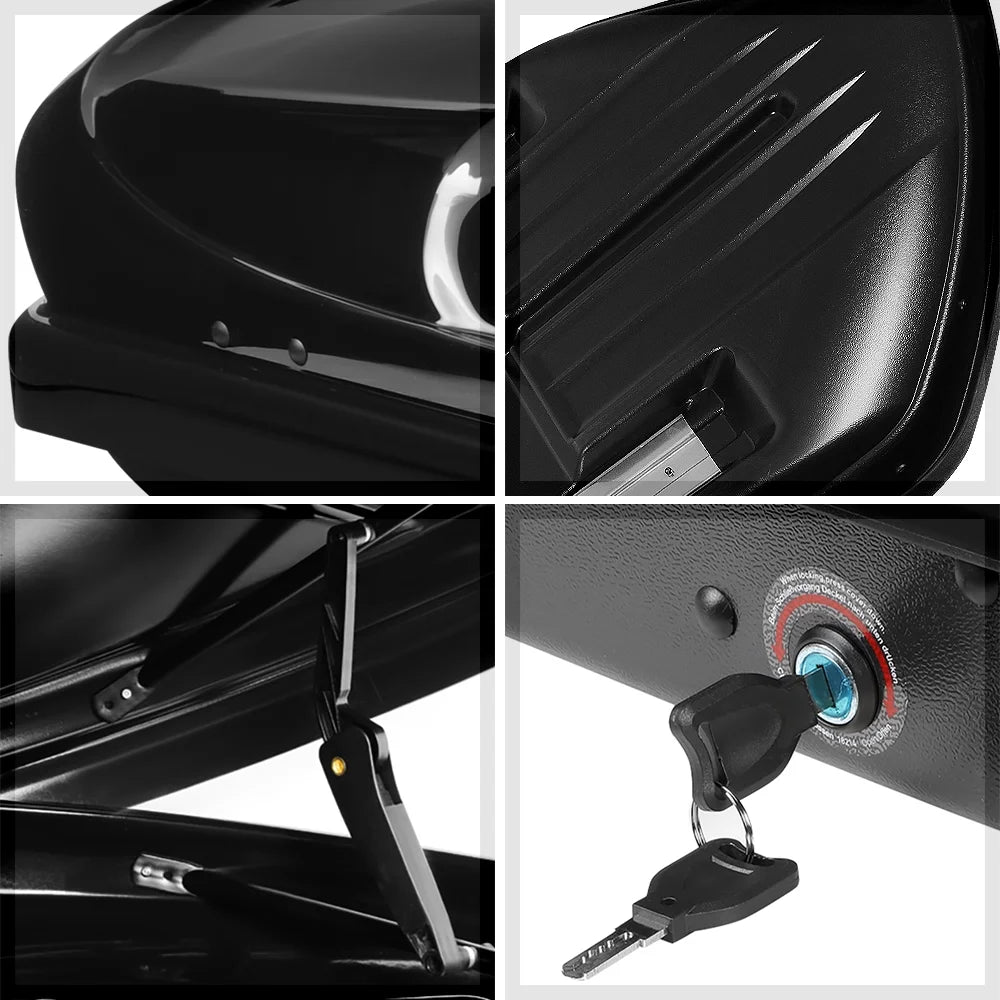 Glossy Cargo Top Carrier Luggage Rooftop Mount Storage Box w/Lock N815411