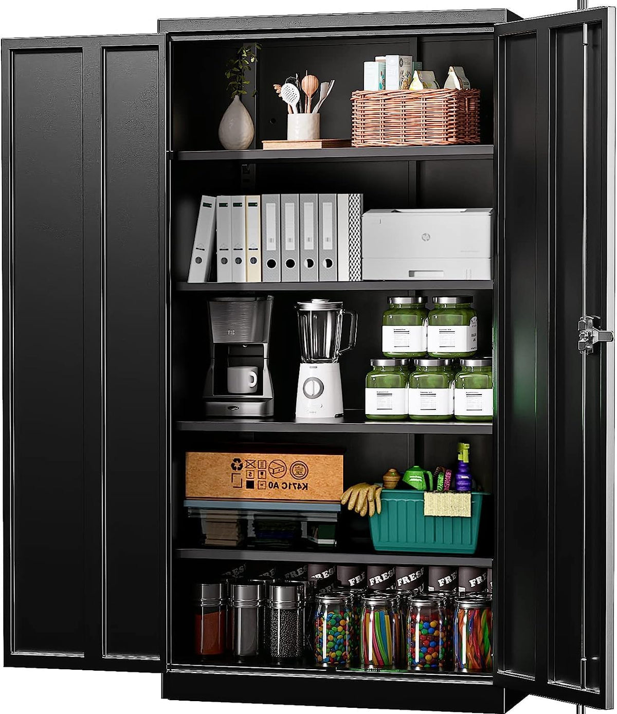 72'' Metal Storage Cabinet with 4 Adjustable Shelves W1425