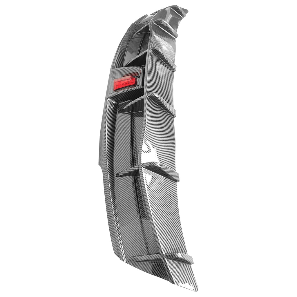 Rear Diffuser Lip for Tesla Model Y Sport 4-Door Carbon Fiber Print PP Rear Lower Bumper Protector Lip With LED Lamp M607