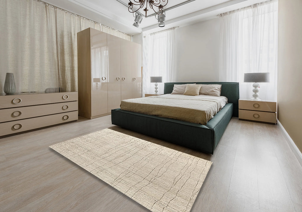 Wheat Beige Solid Rectangle Area Rug R107