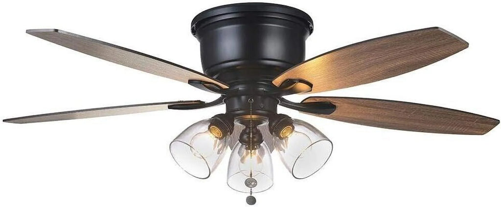 52" Matte Black LED Ceiling Fan with Light Kit M519