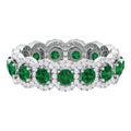 3.25 CT Created Emerald and Zircon Eternity Ring, 925 Sterling Silver, US 4.00 V332