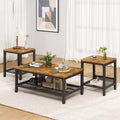 3 Pieces Industrial Coffee Table Set with Metal Frame C650