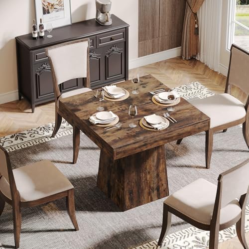 Square Dining Table for 4, 31.5-Inch Pedestal Base Table Y226