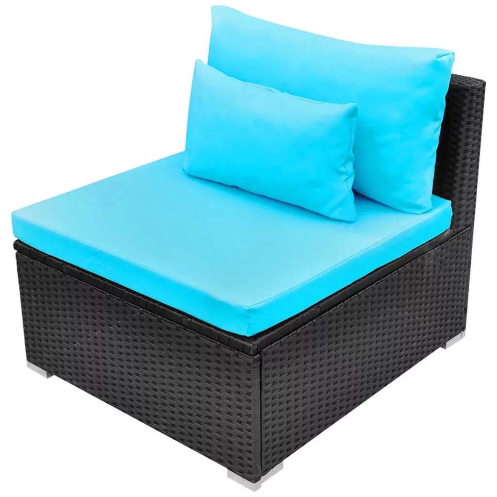 13 Piece Poly Rattan Outdoor Sofa Set with Chaise Loungers and Coffee Table F15649