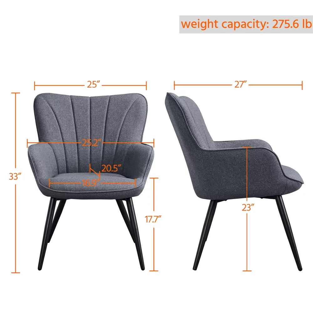 Gray Upholstered Fabric Wingback Armchair W1979