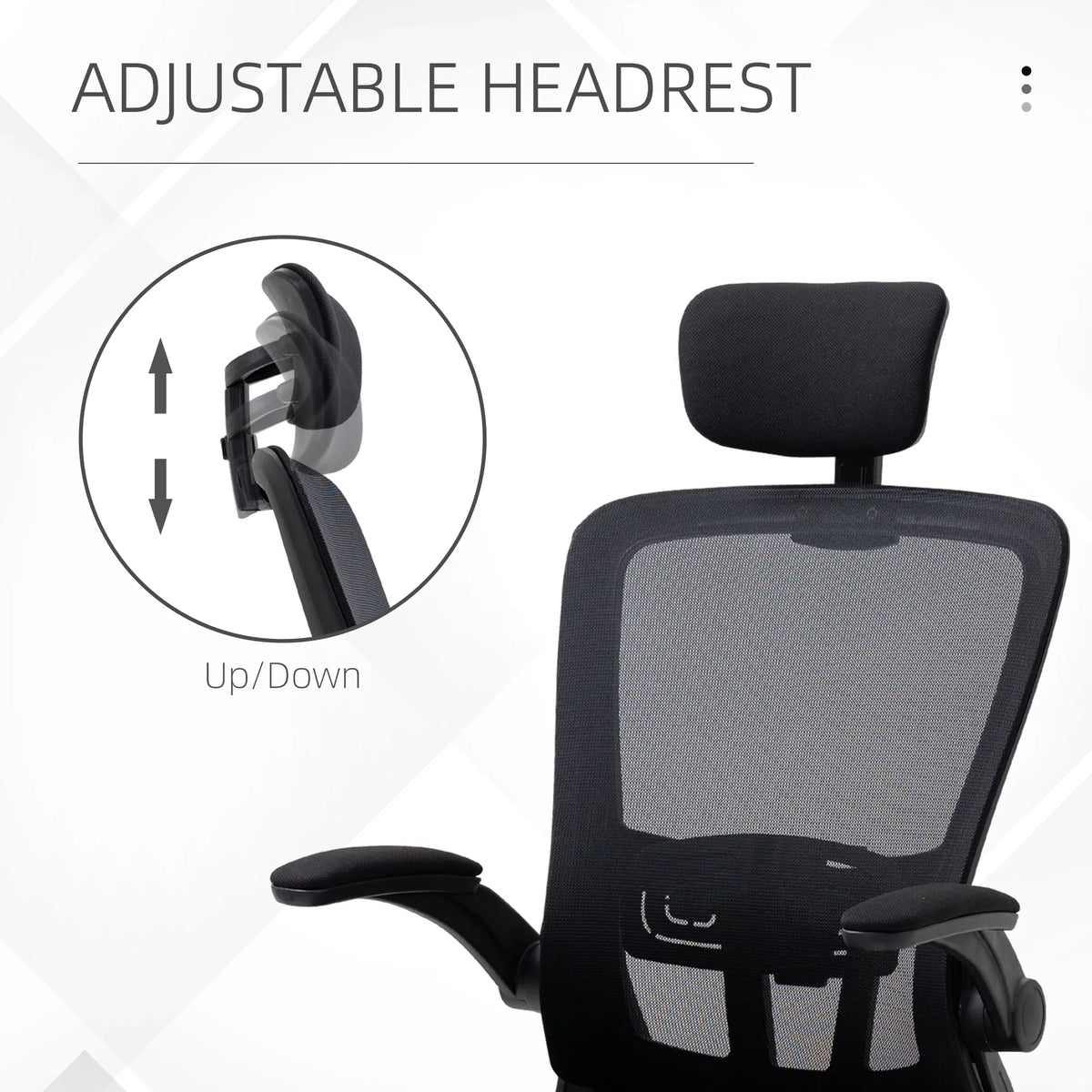 Black High Back Mesh Office Chair with Lumbar Support and Headrest T946