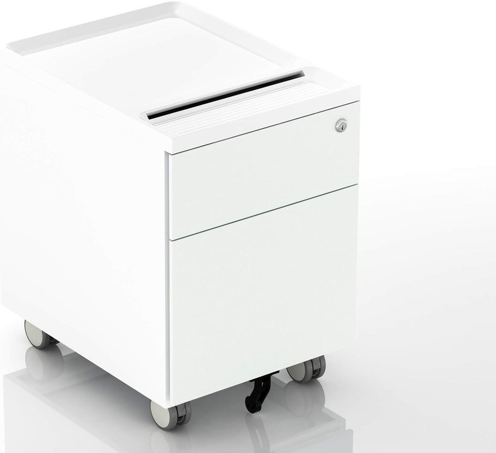 Black 2-Drawer Mobile Filing Cabinet with Lock and Casters F5880