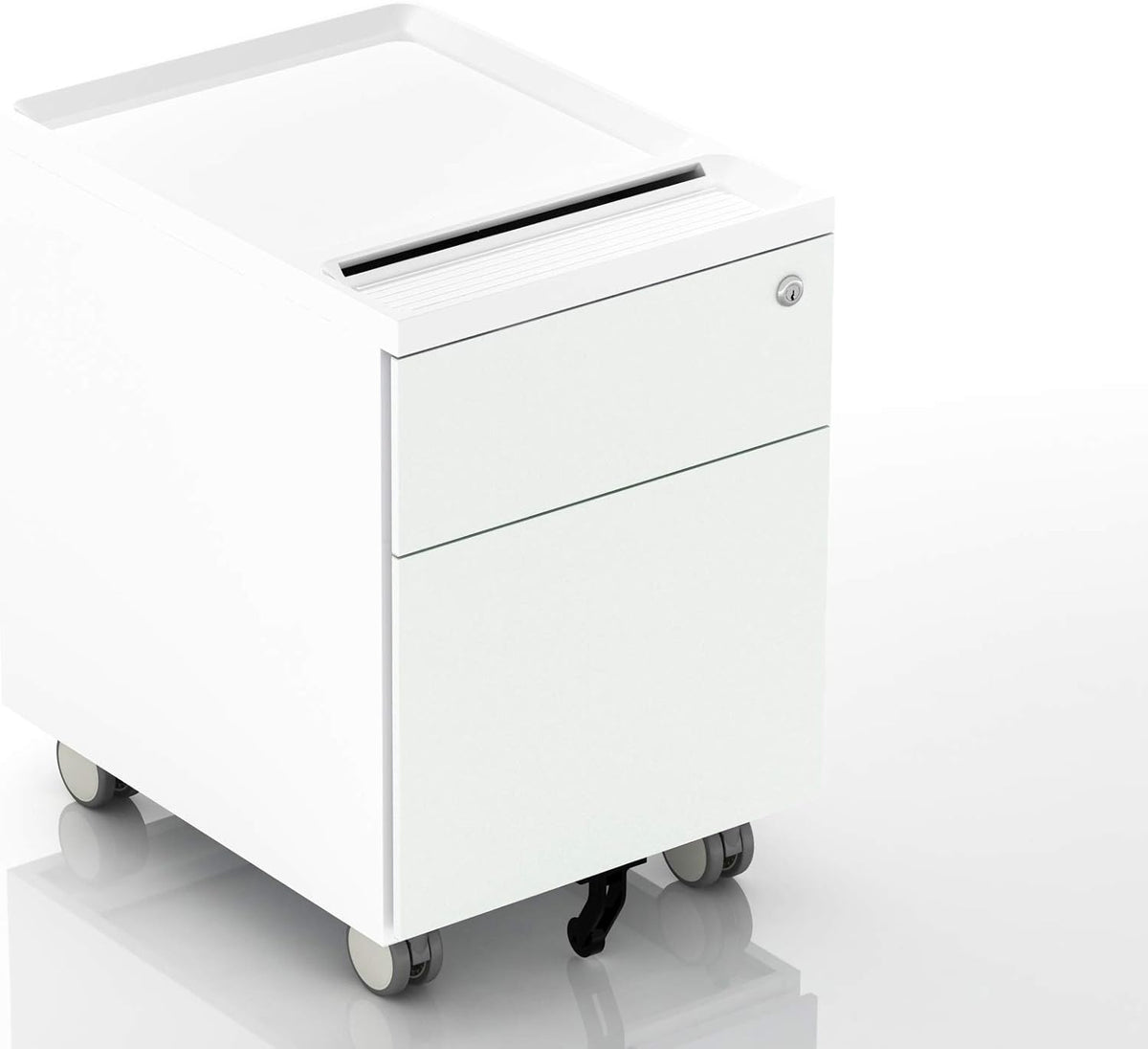 Black 2-Drawer Mobile Filing Cabinet with Lock and Casters F5880