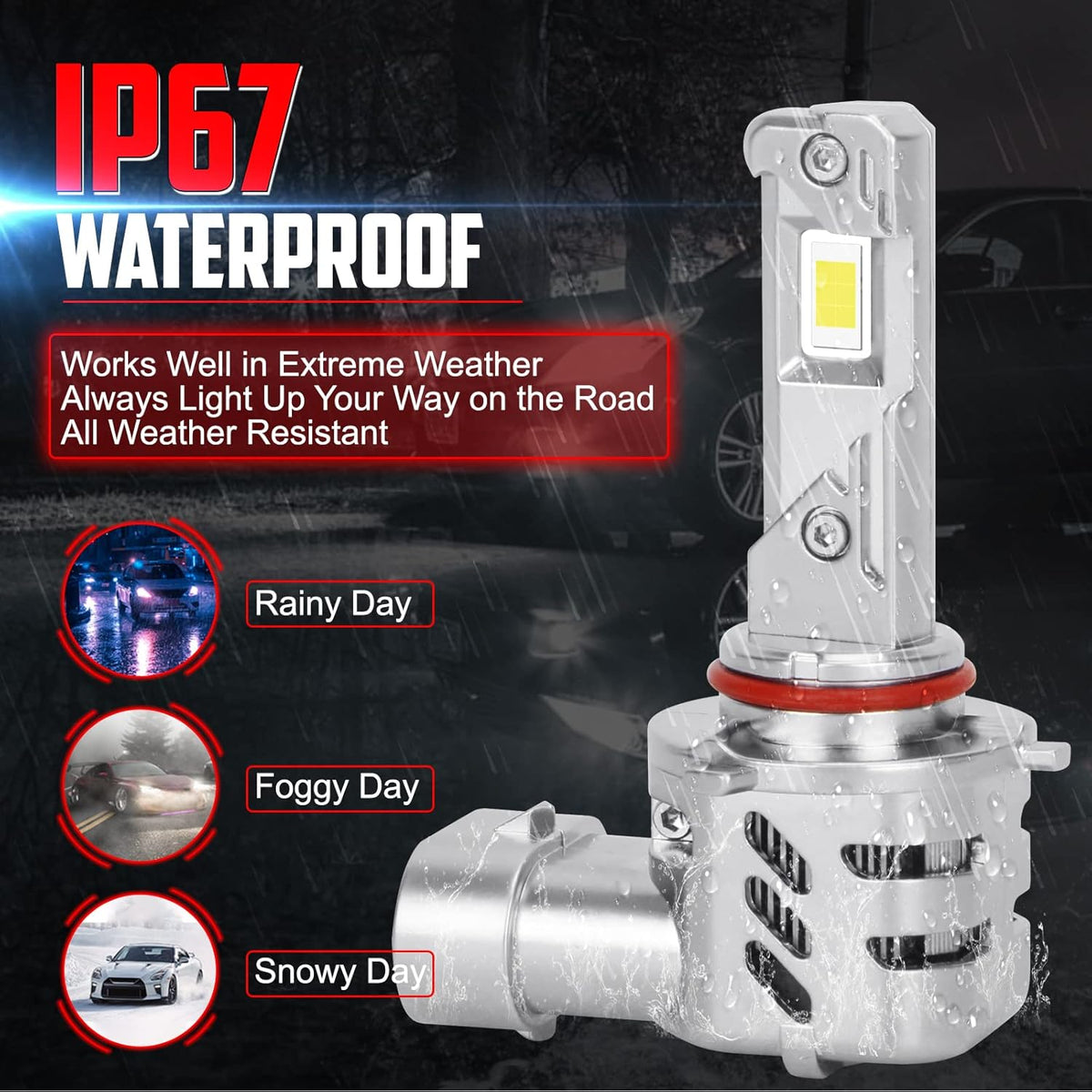 9005 LED Headlight Bulbs 6000K Xenon White, 2 Pack P1443