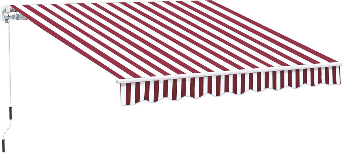 10' x 8' Manual Retractable Awning with UV Protection, Green Y3372