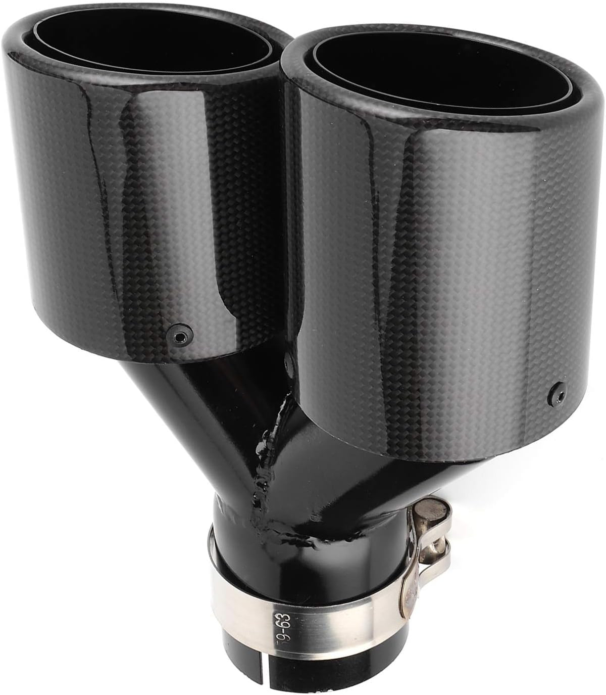 Carbon Fiber Exhaust Pipe Universal Dual Tail Crimping Throat Y-Pipe Auto Car Black O42891