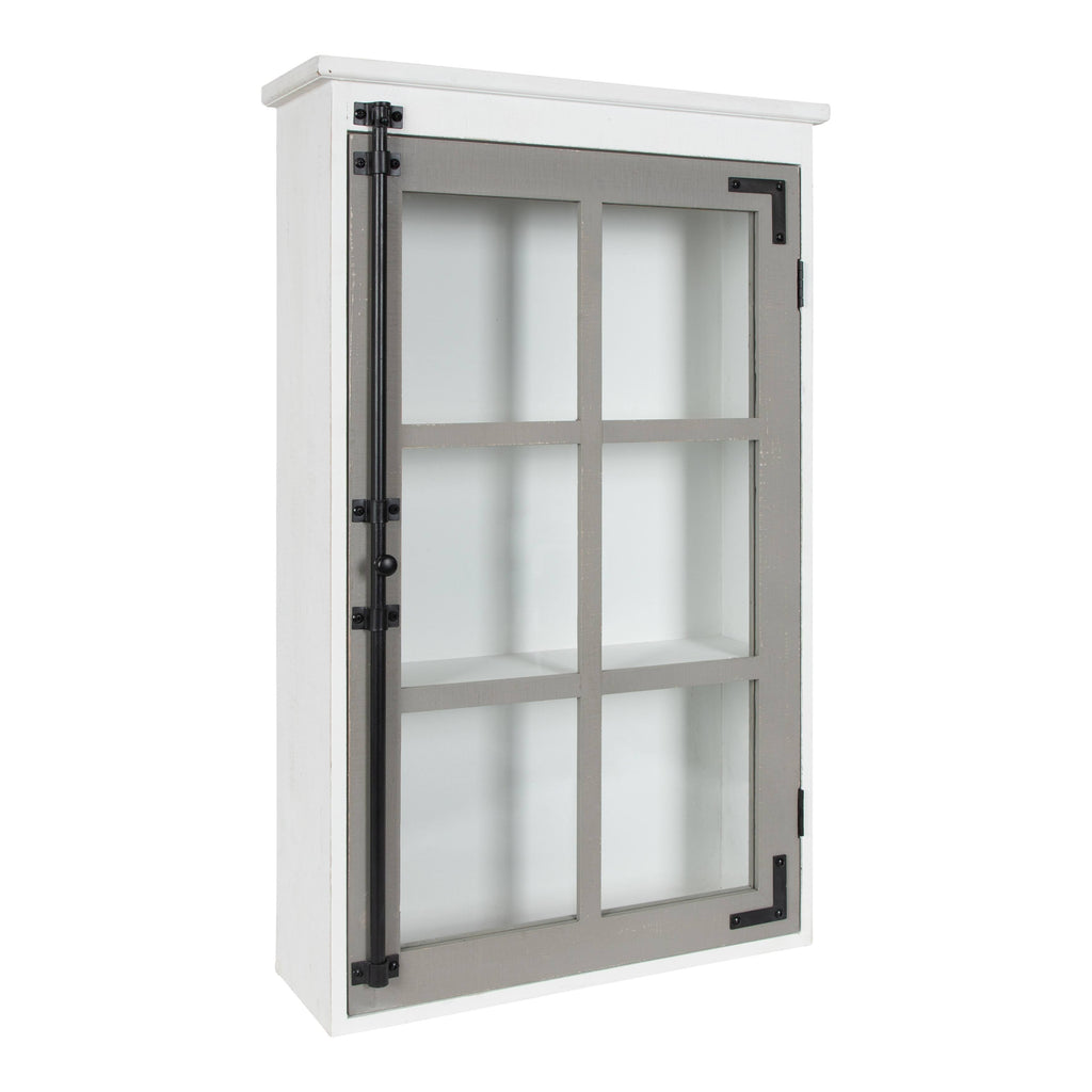 White/Gray One Door Wood Wall Cabinet X323