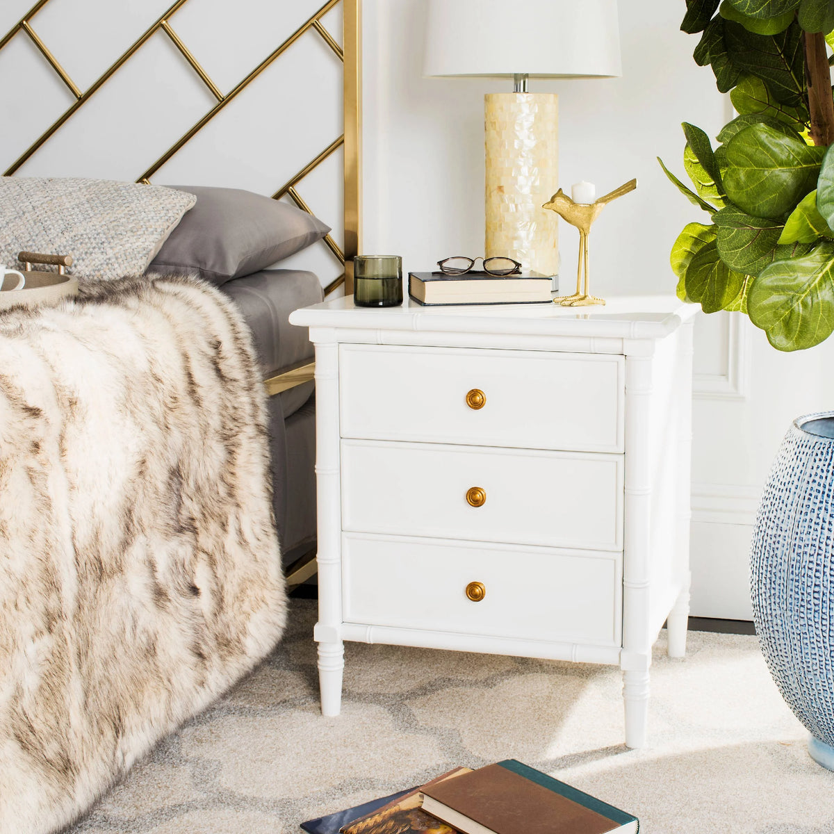 3 Drawer Bamboo Nightstand T355