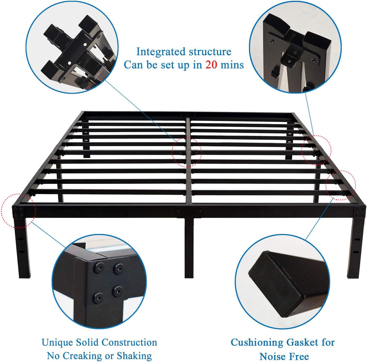 16 Inch Full Size Heavy Duty Steel Platform Bed Frame R991886