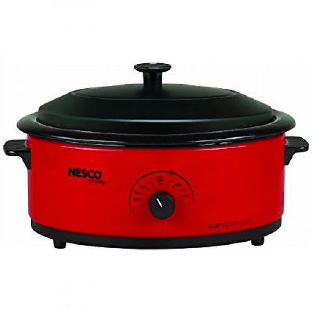 Red 6-Quart Roaster Oven with Black Lid N559766