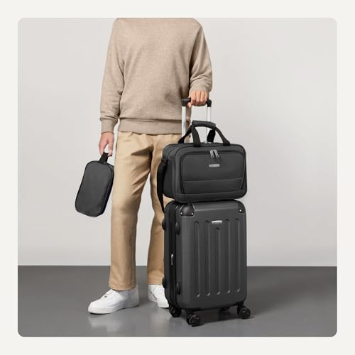 3-Piece Black Luggage Set with 8 Spinner Wheels A49672