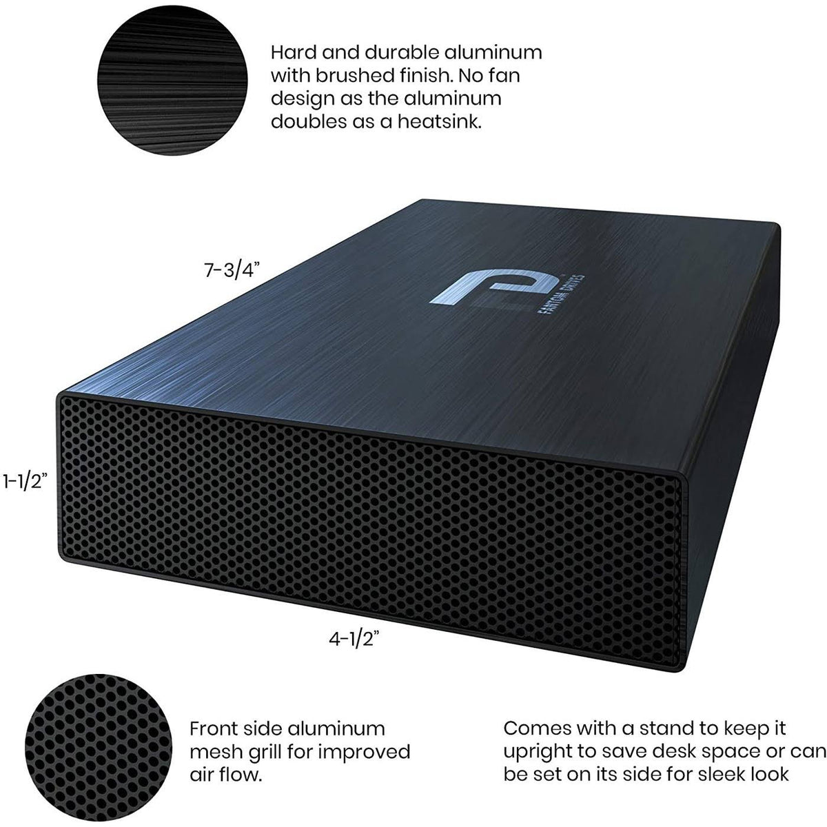 10TB 7200RPM USB3.0/eSATA Aluminum External Hard Drive O898