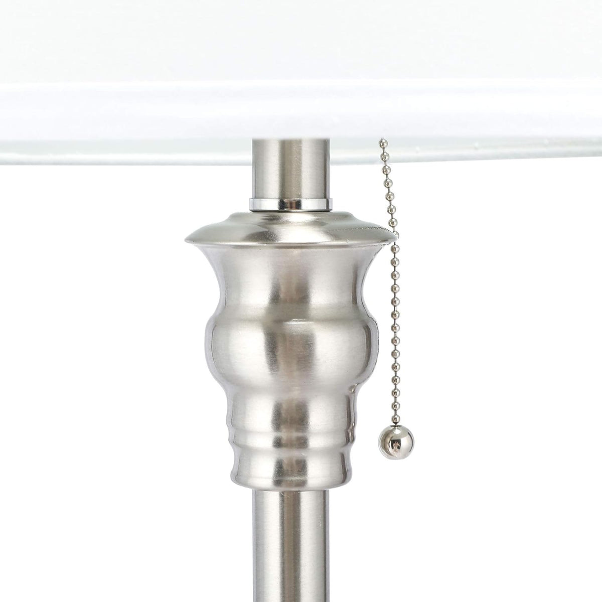 3 Lamp Set with White Fabric Shade Table and Floor Lamp Steel Finish P815