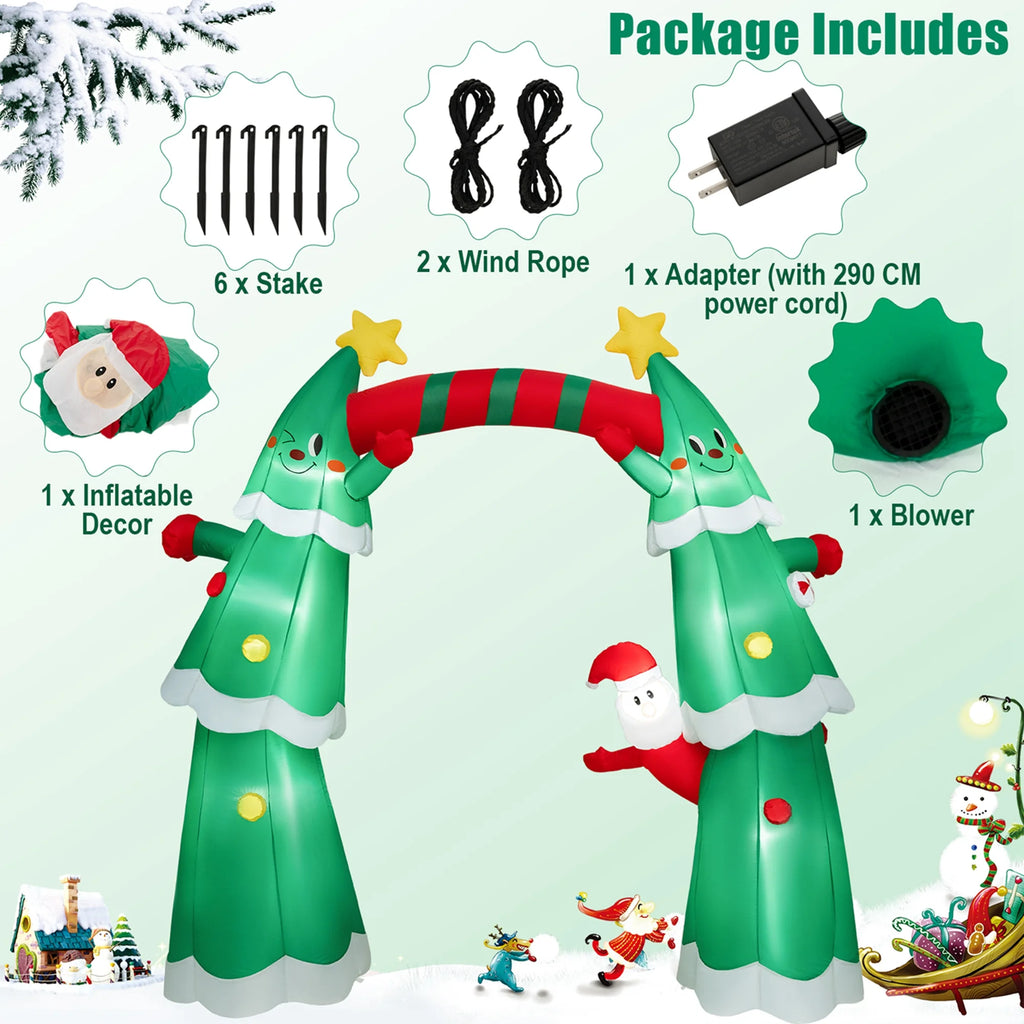 11FT Inflatable Christmas Tree Arch with Santa Claus LED Lights Y9366